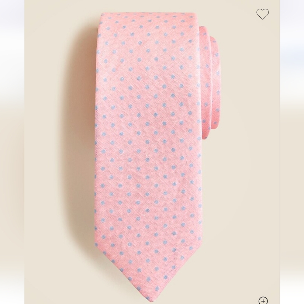 J. Crew English Linen Tie - Pink/Light blue dots